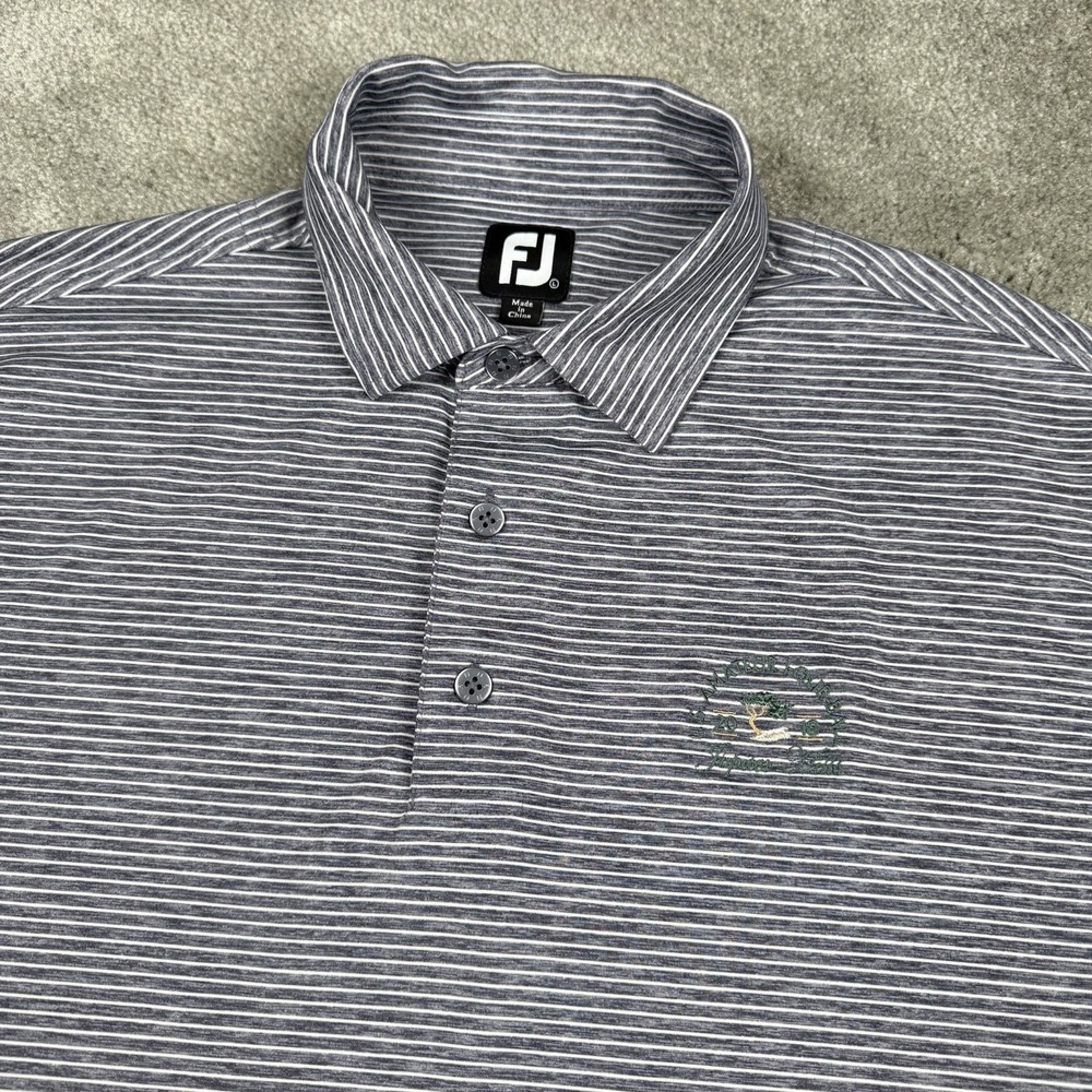 FootJoy Polo Shirt Mens Large Gray Striped Jupiter Hills US Amateur Hour Ball‎ - Picture 3 of 10